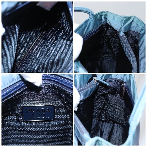 PRADA Hand Bag Nylon Blue Silver Auth 107216 - Picture 15 of 16